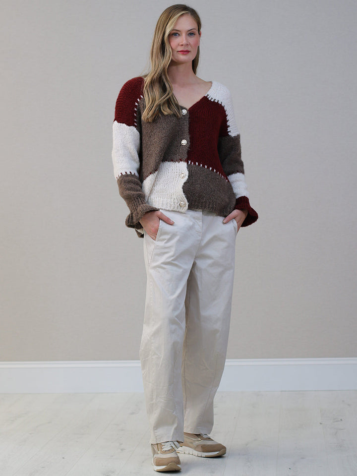 Wool Knitted Cardigan Wine