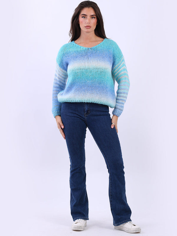 Italian Boxy Rainbow Crop Knitted Wooly Top