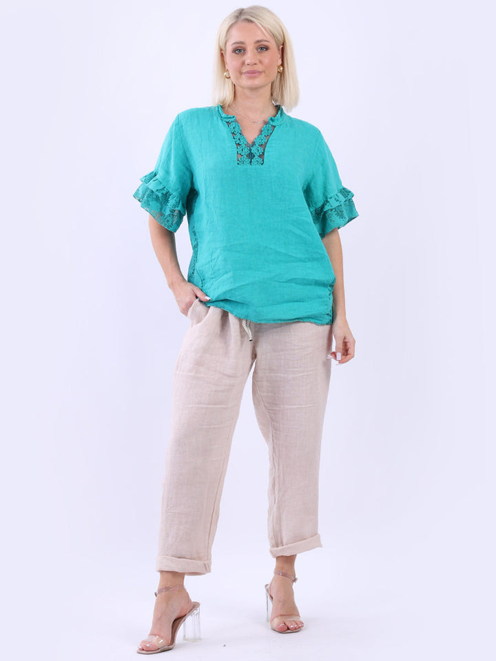 Wholesale Made In Italy Crochet Back Solid Linen Baggy Top – Purple ...