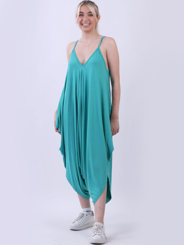 Balloon Hem Plain Cami Jumpsuit