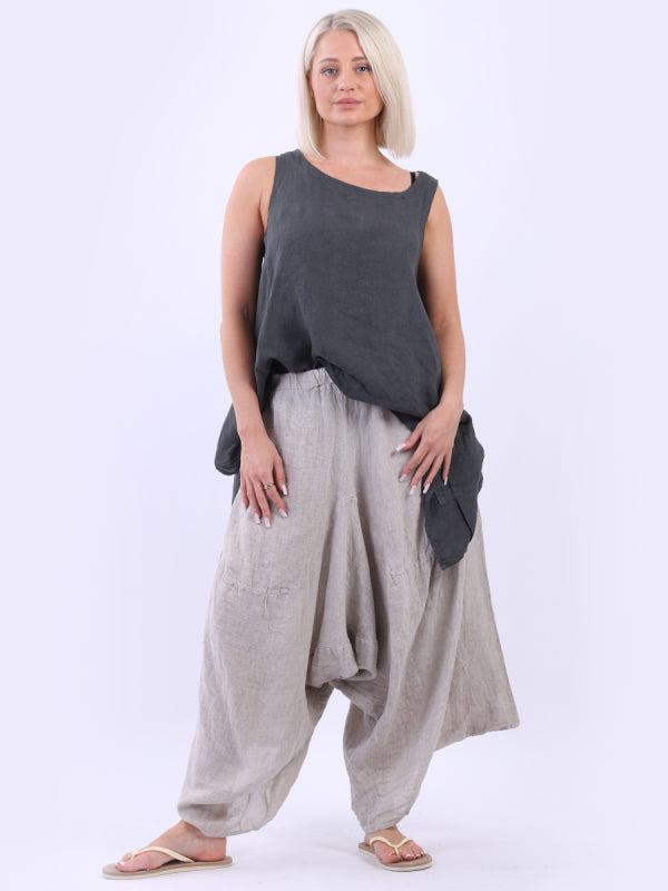 Vintage Wash Oversized Linen Harem Trouser