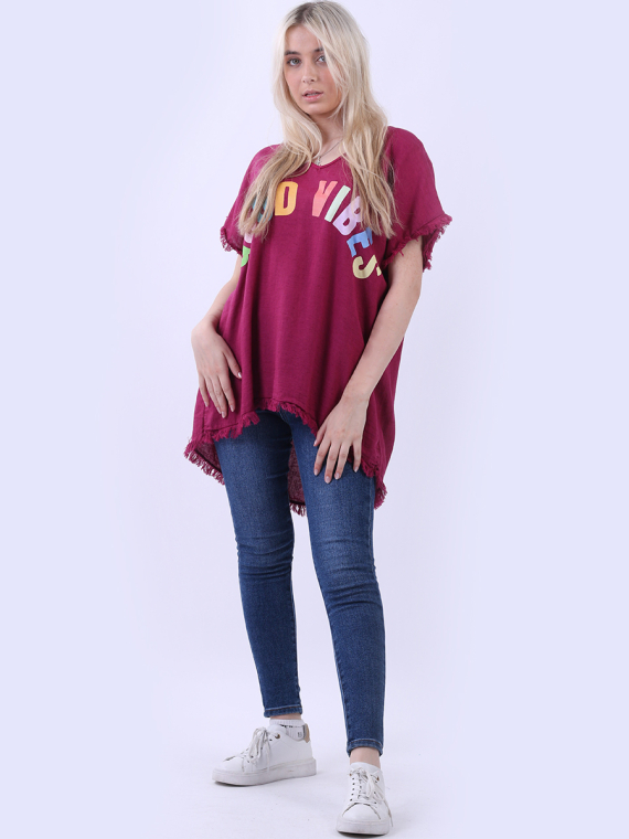 V-Neck Cotton Lagenlook T-Shirt