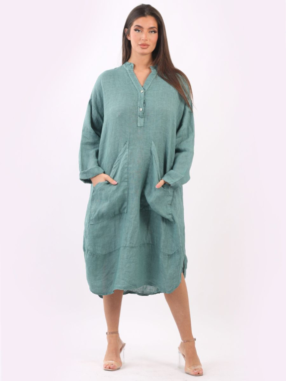 Plain linen dress top