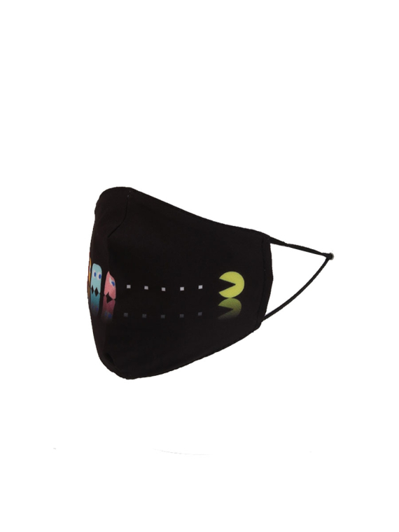 Made In Italy Pac-Man Game Print Reusable Cotton Face Masks-Black