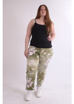 Made In Italy Floral Cotton Oversized Ladies Casual Trouser