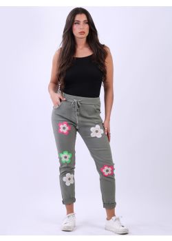 Made In Italy Flower Print Universal Fit Ladies Magic Pant