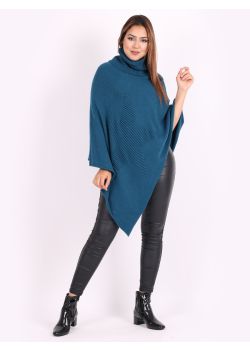 Made In Italy Cowl Neck Knit Star Lagenlook Poncho