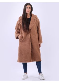 Italian Plus Size Teddy Bear Long Wooly Coat 