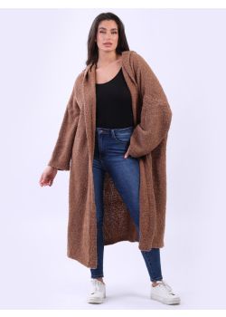 Made In Italy Plus Size Hoodie Wool Cardigan