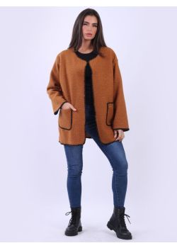 Italian Contrast Edges Ladies Plus Size Wooly Blazer 