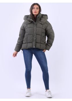 Made In Italy Women Plus Size Puffer Quilt Hooded Jacket