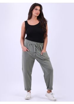 Made In Italy Women Loose Fit Slouchy Cotton Trouser