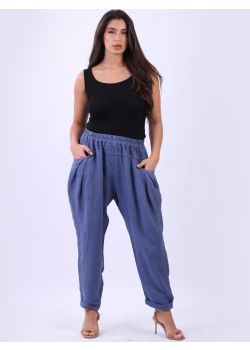 Made In Italy Slouchy Linen Solid Trouser