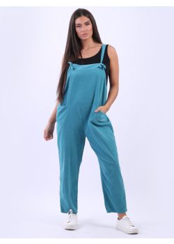Made In Italy Cotton Corduroy Plain Jumpsuit