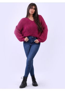 Made In Italy Wooly Knit Crop Boxy Pullover