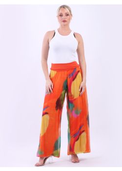 Made In Italy 2 Layer Multi Dyed Wide Leg Silk Trouser