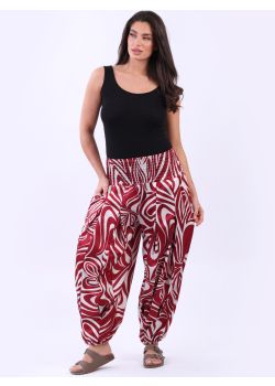 Made In Italy Abstract Print Smoked Harem Pant