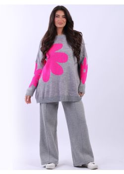 Italian Woolen Knit Plus Size Lagenlook Floral Box Top