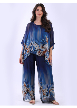 Made In Italy Floral Print Batwing Silk Top