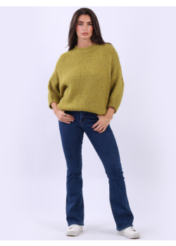 Women Solid Wool Knit Lagenlook Jumper