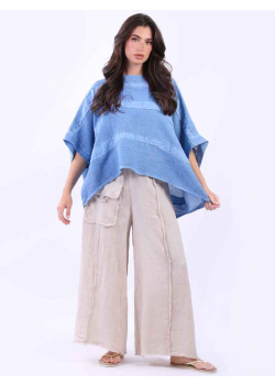 Italian Vintage Wash Batwing Linen Top