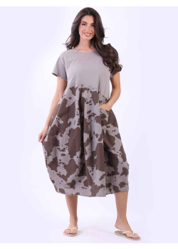 Women Oversized Camouflage Print Cotton Dress 