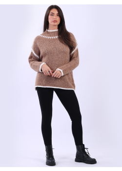 Chunky Whipstitch Drop Shoulders Wool Jumper