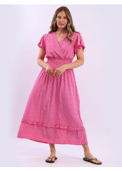 Italian Floral Print Boho Maxi Dress
