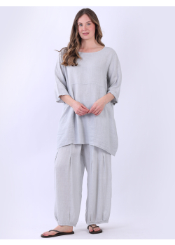 Women Front Button Longline Linen Top