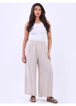 Women Relaxed Fit Wide Leg Plain Palazzo