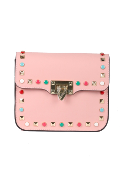 Made In Italy Leather Beaded Women Shoulder Bag