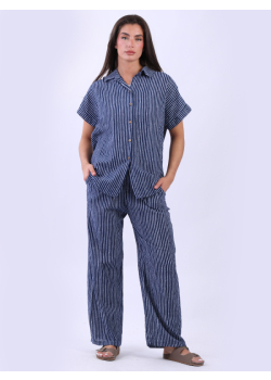 Italian Button Down Stripy Print Collared Shirt