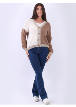 Color Block Ribbed Crop Knit Cardigan