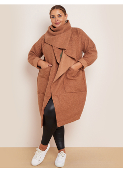  Italian Front Pocket Cowl Neck Oversized Lagenlook Woolen Coat 