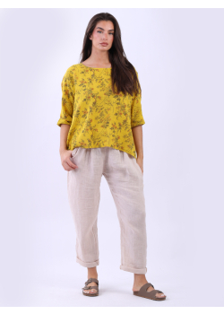 Made In Italy Women Floral Baggy Crop Top