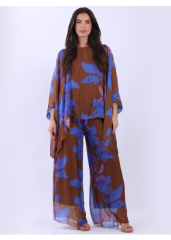 Italian Double Layer Floral Silk Tunic Top