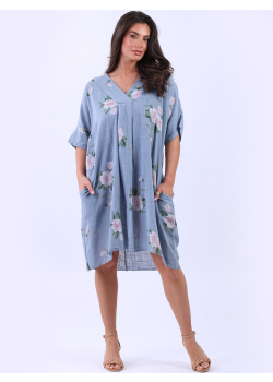 Made In Italy Oversized Cotton Flared Floral Dess