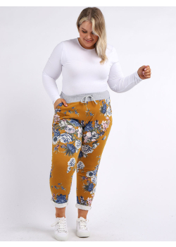 Classy Floral Print Women Side Pockets Cotton Trouser