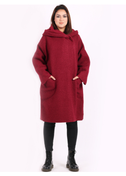 Made In Italy Plain Wool Lagenlook Women Hooded Jacket