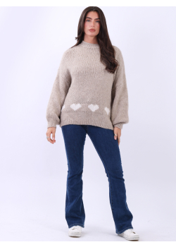 Italian Heart Knit Drop Shoulders Woolen Jumper