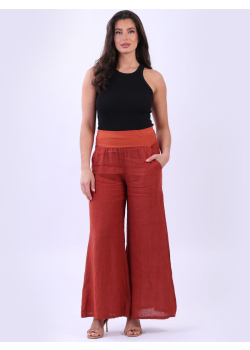 Italian Wide Leg Side Pockets Plain Palazzo Trouser