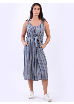 Italian Striped Shoulder Knot Ladies Playsuit