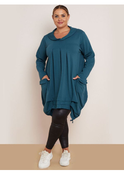 Made In Italy Plus Size Plain Cotton Tunic Top