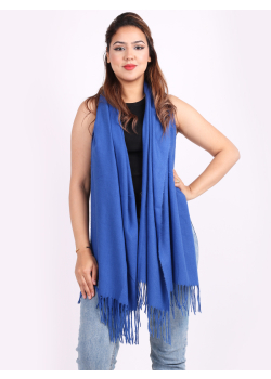 Made In Italy Braided Tassels Lana Plain Wool Scarf