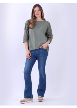 Made In Italy Solid Front Pocket Cotton Top