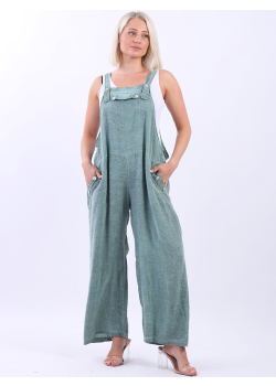 Made In Italy Wide Leg Linen Lagenlook Pabo Jumpsuit