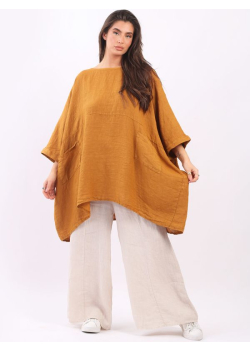 Plain Front Pockets Oversized Classy Top