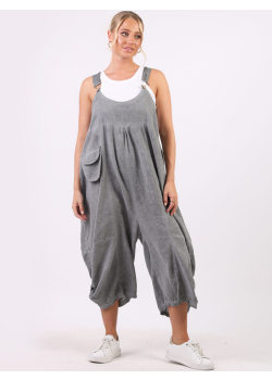 Italian Wide Leg Linen Relax Fit Pabo Crop Dungaree