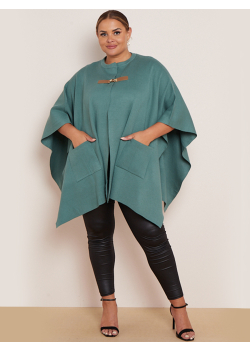 Made In Italy Open Front Oversized Knitted Cape Shawl
