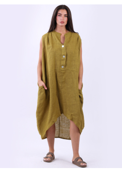 Plus Size Linen Solid Tank Dress